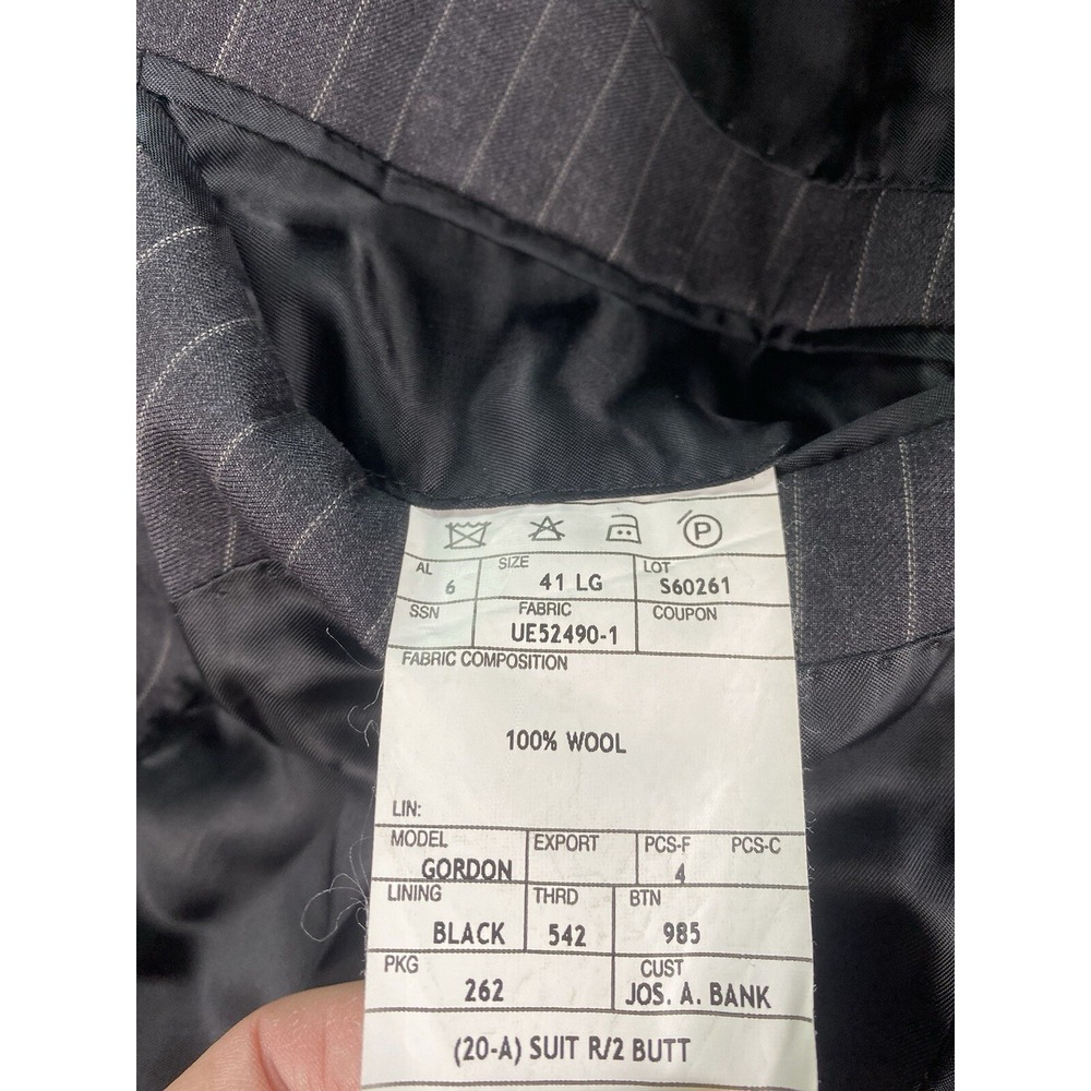 Jos. A Bank Suit 41 L Gray Wool Striped Premium Business Jacket Pants Set 36x34 - Picture 15 of 16